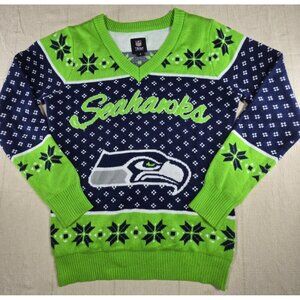 Seattle Seahawks Ugly Christmas Sweater Women’s S Medium NFL Holiday Knit Green